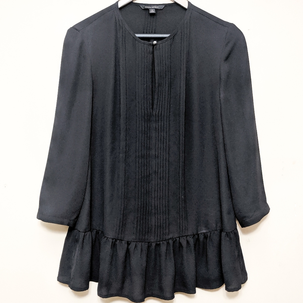 🌼Banana Republic black peplum 3/4 sleeve bl…